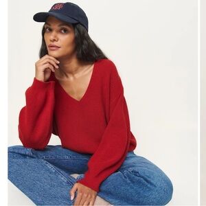 Reformation Ellery Cashmere + Cotton Oversized V Neck Sweater